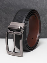 Load image into Gallery viewer, Men Black & Brown Solid Reversible Leather Belt