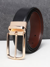 Load image into Gallery viewer, Men Black & Brown Texture Reversible Leather Belt