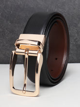 Load image into Gallery viewer, Men Black & Brown Texture Reversible Leather Belt