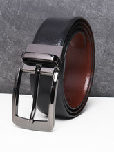 Load image into Gallery viewer, Men Black & Brown Solid Reversible Leather Belt