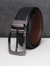 Load image into Gallery viewer, Men Black & Brown Texture Reversible Leather Belt