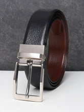 Load image into Gallery viewer, Men Black & Brown Texture Reversible Leather Belt
