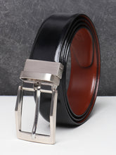 Load image into Gallery viewer, Men Black & Brown Solid Reversible Leather Belt