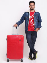 Load image into Gallery viewer, Unisex Set Of 3 Red Textured Hard-Sided Trolley Suitcases