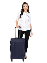 Load image into Gallery viewer, Unisex Blue Solid Soft-sided Trolley Suitcase