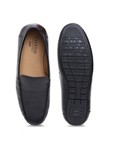 Load image into Gallery viewer, Men Texture Genuine Leather Black Loafers