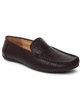Load image into Gallery viewer, Men Texture Genuine Leather Brown Loafers