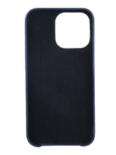 Load image into Gallery viewer, Unisex Blue Solid Leather iPhone 13 Pro/12 Pro Mobile Back Case