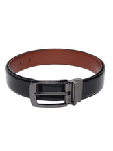 Load image into Gallery viewer, Men Black & Brown Solid Reversible Leather Belt