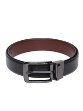 Load image into Gallery viewer, Men Black & Brown Solid Reversible Leather Belt
