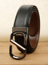 Load image into Gallery viewer, Men Black Textured Leather Belt