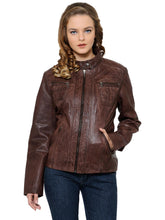 Load image into Gallery viewer, Teakwood Brown Women Genuine Leather Jacket