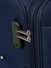 Load image into Gallery viewer, Unisex Blue Textured Soft Sided Cabin Size Trolley Bag