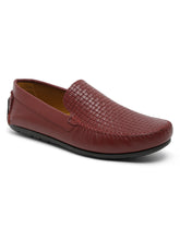 Load image into Gallery viewer, Men Maroon Texture Solid Genuine Leather Loafers