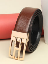 Load image into Gallery viewer, Men Black & Brown Solid Reversible Leather Belt