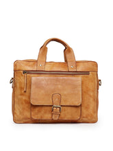 Load image into Gallery viewer, Teakwood Genuine Leather Laptop Bag - Tan