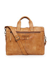 Load image into Gallery viewer, Teakwood Genuine Leather Laptop Bag - Tan