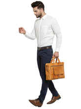 Load image into Gallery viewer, Teakwood Genuine Leather Laptop Bag - Tan