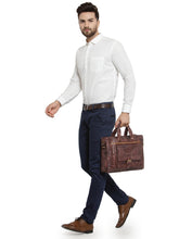 Load image into Gallery viewer, Teakwood Genuine Leather Laptop Bag - Brown