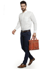 Load image into Gallery viewer, Teakwood Genuine Leather Laptop Bag - Brown