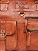 Load image into Gallery viewer, Teakwood Genuine Leather Laptop Bag - Tan