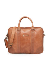 Load image into Gallery viewer, Teakwood Genuine Leather Laptop Bag - Tan