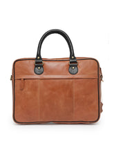 Load image into Gallery viewer, Teakwood Genuine Leather Laptop Bag - Tan