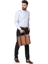 Load image into Gallery viewer, Teakwood Genuine Leather Laptop Bag - Tan