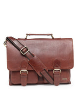 Load image into Gallery viewer, Teakwood Genuine Leather Laptop Bag - Tan