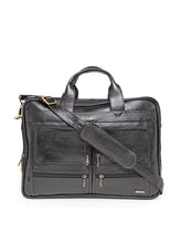 Load image into Gallery viewer, Teakwood Genuine Leather Laptop Bag - Black