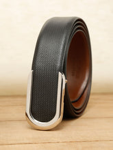 Load image into Gallery viewer, Men Black Textured Leather Belt