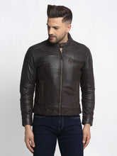 Load image into Gallery viewer, Teakwood Leathers Brown Genuine Leather Jacket