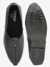 Load image into Gallery viewer, Men Black Solid Leather Round Toe Mojaris - Clearance sale