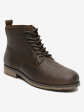 Load image into Gallery viewer, Men Brown Solid Mid Top Lace-up Boots