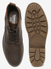 Load image into Gallery viewer, Men Brown Solid Mid Top Lace-up Boots