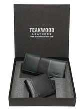 Load image into Gallery viewer, Unisex Black & Green Solid Leather Accessory Gift Set