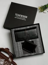 Load image into Gallery viewer, Unisex Black Solid Leather Accessory Gift Set