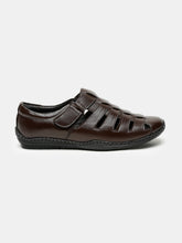 Load image into Gallery viewer, Men Brown Solid Leather Shoe- Style Sandals