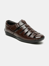 Load image into Gallery viewer, Men Brown Solid Leather Shoe- Style Sandals
