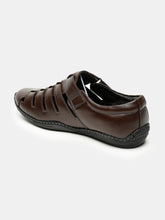 Load image into Gallery viewer, Men Brown Solid Leather Shoe- Style Sandals