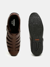 Load image into Gallery viewer, Men Brown Solid Leather Shoe- Style Sandals