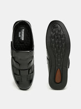 Load image into Gallery viewer, Teakwood Men's Real Leather Black Sandals