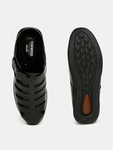 Load image into Gallery viewer, Teakwood Men's Real Leather Black Sandals
