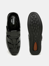 Load image into Gallery viewer, Teakwood Men's Real Leather Black Sandals