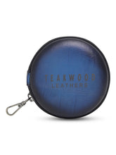 Load image into Gallery viewer, Unisex Blue Solid Leather Zipper Headphone Case - Clearance sale