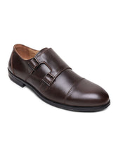 Load image into Gallery viewer, men-brown-solid-leather-round-toe-formal-monks-4