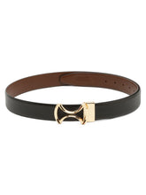 Load image into Gallery viewer, Men Black Textured Leather Belt