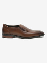 Load image into Gallery viewer, Men Brown Solid Leather Formal Slip-On