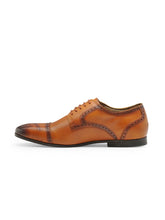 Load image into Gallery viewer, Teakwood Men Genuine Leather Formal Solid Tan Derby Shoes