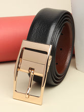 Load image into Gallery viewer, Men Black & Brown Solid Reversible Leather Belt